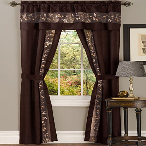 Ben&Jonah Collection Fairfield 5 Piece Window Curtain Set - 55x84 - Chocolate