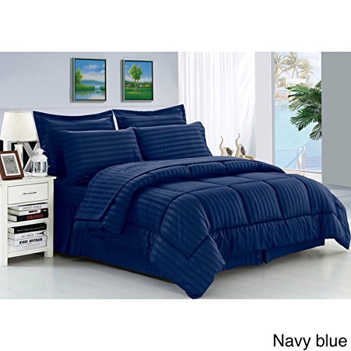 Cozy Home Down Alternative 5 Piece Embossed Comforter Set - Navy (King)
