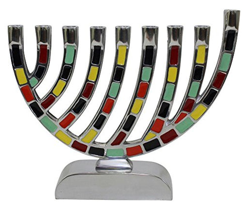 Lamp Lighters Ultimate Judaica Menorah Pewter Multi Color - 7.5 inch H