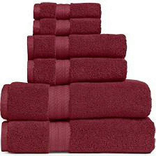 Ben&Jonah Designer Plush 6 Piece 100% Cotton Towel Set -Burgundy