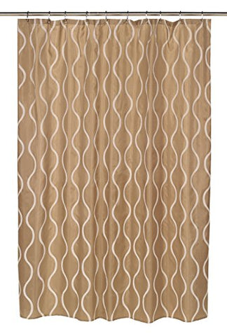 BenandJonah Collection Fabric Shower Curtain 70 x 72 inch  Curvy Lines Geneva Ivory/Taupe