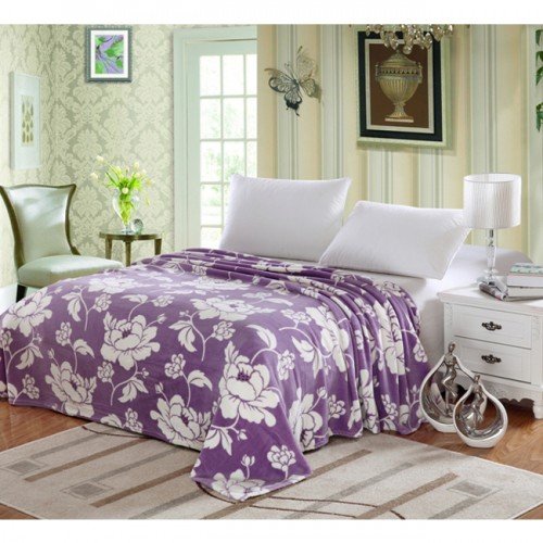 Ben&Jonah Designer Plush Full MadisonÂ Micro Fleece Jacquard Blanket -Purple