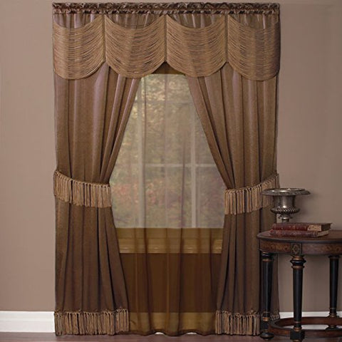 Ben&Jonah Collection Halley 6 Piece Window Curtain Set - 56x63 - Taupe