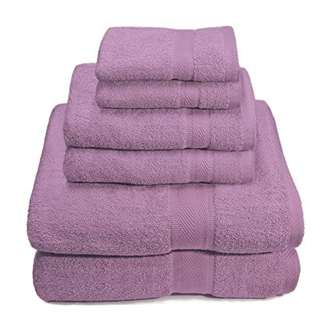 Ben&Jonah Designer Plush 6 Piece 100% Cotton Towel Set -Purple