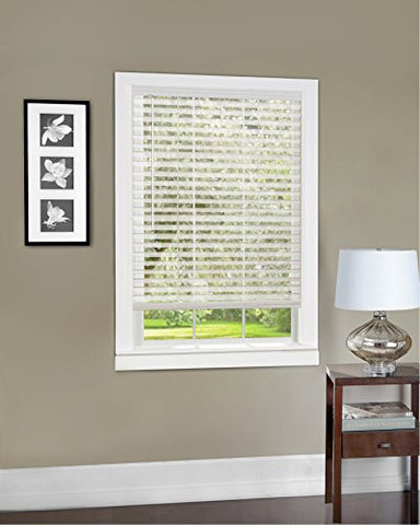 Plantation Collection Set of 6 Cordless Light Vane 2-Inch Sheer Mesh Fabric Blinds - White - 29 inch  x 64 inch  (Actual Measurement 28.5 inch  x 64 inch ) (Actual Measurement 28.5 inch  x 64 inch )