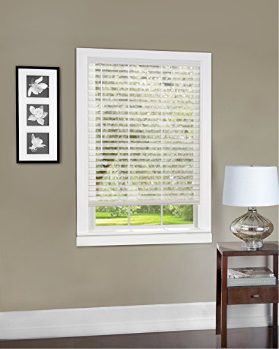 Plantation Collection Set of 6 Cordless Light Vane 2-Inch Sheer Mesh Fabric Blinds - White - 23 inch  x 64 inch  (Actual Measurement 22.5 inch  x 64 inch )