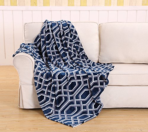 Traditional Elegance Queen Size Microplush Blanket (86 inch  x 86 inch ) - Chain Link