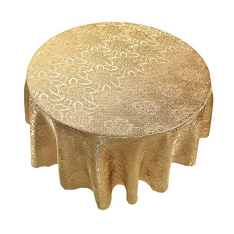 Park Avenue Deluxe Collection Park Avenue Deluxe Collection  inch Rose Damask inch  70 inch  Round Fabric Tablecloth in Gold