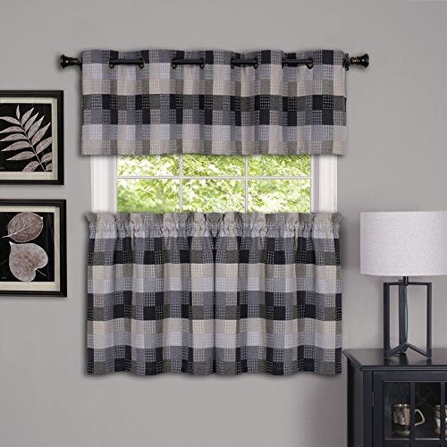 Ben&Jonah Collection Harvard - Window Curtain Tier Pair - 57x24 Black