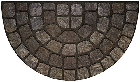 Park Avenue Collection Raised Rubber Mat Grey Stone Slice 18x30