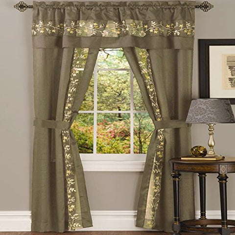 Ben&Jonah Collection Fairfield 5 Piece Window Curtain Set - 55x63 - Taupe