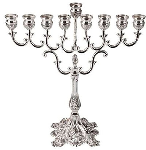 Lamp Lighters Ultimate Judaica Silver Plated Menorah - 11 inch  H X 10.5 inch  W