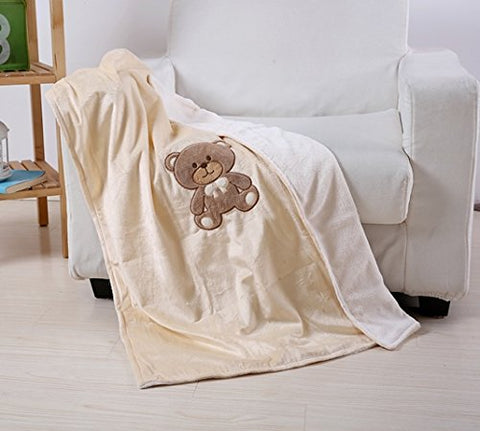 Ultra Soft Teddy Baby Blanket (30 inch  x 40 inch ) - Cream