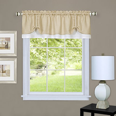 Sally Elegance Double Layered Pick-Up Valance (58 inch  x 14 inch ) Tan