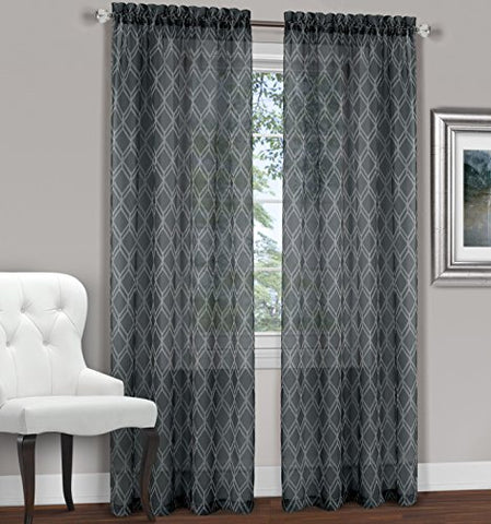 Ben&Jonah Collection Kent Window Curtain Panel - 52x63 - Charcoal