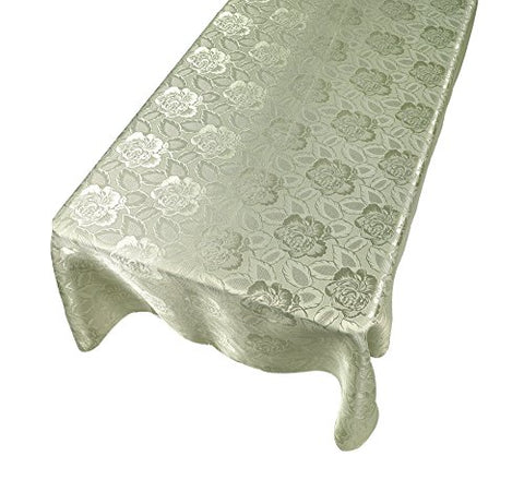 Park Avenue Deluxe Collection Park Avenue Deluxe Collection  inch Rose Damask inch  60 inch x108 inch  Fabric Tablecloth in Sage