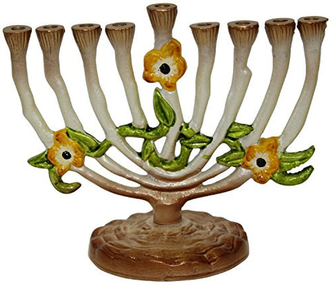 Lamp Lighters Ultimate Judaica Menorah Multi-color Trepadora Flower 6 inch H