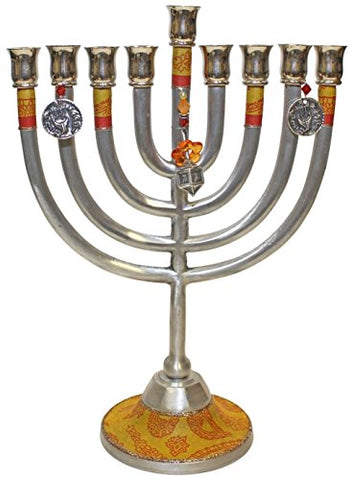 Lamp Lighters Ultimate Judaica Menorah Metal Classic Design - Gold - 11 inch W X 8 inch H