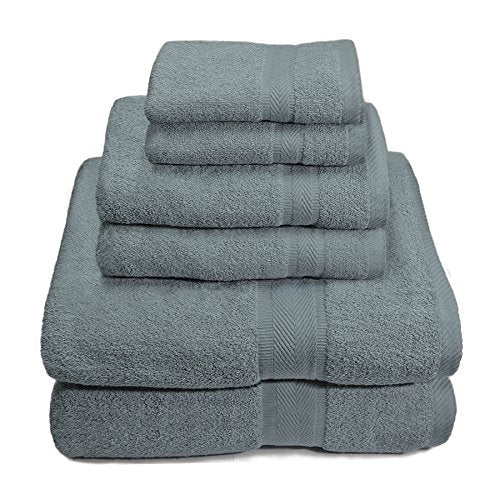 Ben&Jonah Designer Plush 6 Piece 100% Cotton Towel Set -Gray