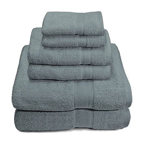 Ben&Jonah Designer Plush 6 Piece 100% Cotton Towel Set -Gray