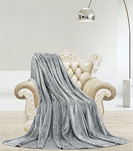 Ultra Lush Shiny Velvet Queen Size Microplush Blanket (90 inch  x 90 inch ) - Grey