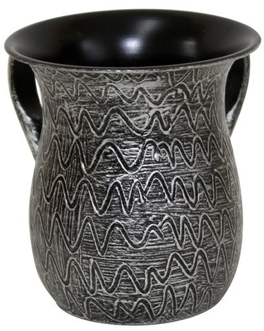 Ultimate Judaica Wash Cup Stainless Steel Silver/Black 5.5 inch H