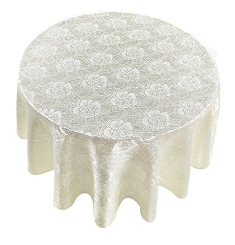 Park Avenue Deluxe Collection Park Avenue Deluxe Collection  inch Rose Damask inch  70 inch  Round Fabric Tablecloth in Ivory