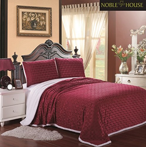 Cozy Living Ultra Soft Reversible King Blanket with Sherpa Lining - Scarlet