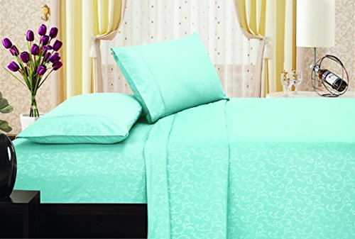 Ben&Jonah Designer Plush Twin Flower Embossed Sheet Set -Blue