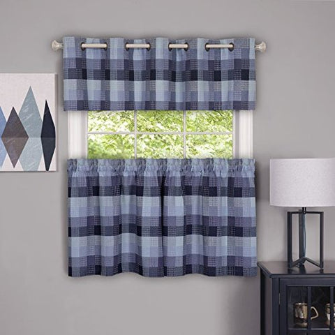 Park Avenue Collection Harvard - Valance w/10 Sm Grommets - 58x14 Blue