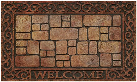 Park Avenue Collection Raised Rubber Mat Pebble Squares 18x30