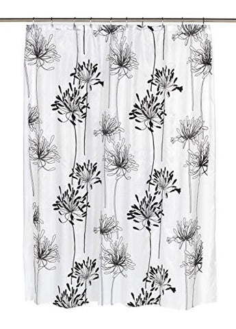 Royal Bath Autumn Flowery Design Cologne Fabric Shower Curtain with Poly Taffeta Flocking in Black/White Size: 70 inch  x 72 inch 