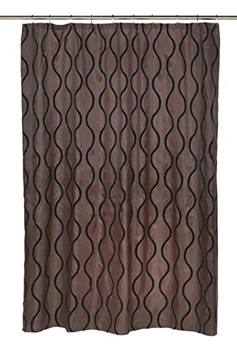 Royal Bath Squiggly Lines Geneva Fabric Shower Curtain with Poly Taffeta Flocking in Black/Brown Size: 70 inch  x 72 inch 