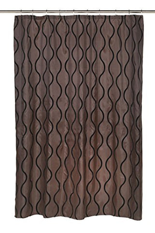 Royal Bath Squiggly Lines Geneva Fabric Shower Curtain with Poly Taffeta Flocking in Black/Brown Size: 70 inch  x 72 inch 