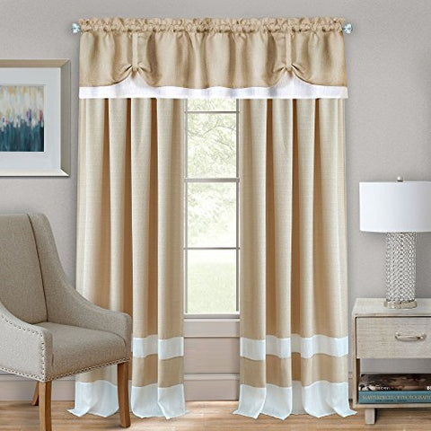 Ben&Jonah Collection Darcy Rod Pocket Window Curtain Panel - 52x84 - Tan/White