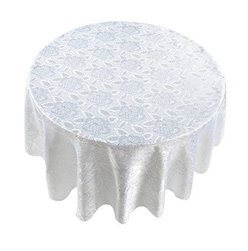 Park Avenue Deluxe Collection Park Avenue Deluxe Collection  inch Rose Damask inch  70 inch  Round Fabric Tablecloth in White