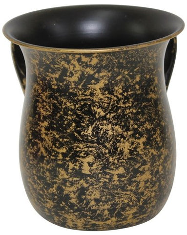 Ultimate Judaica Wash Cup Stainless Steel Black/Gold 5.5 inch H