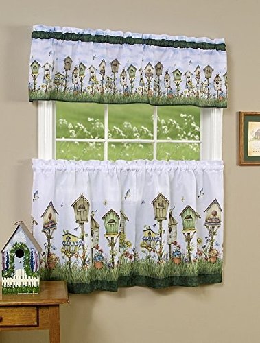 Park Avenue Collection Home Sweet Home Printed Tier and Valance set 58x24 Tier Pair and 58x13 Valance - Multi