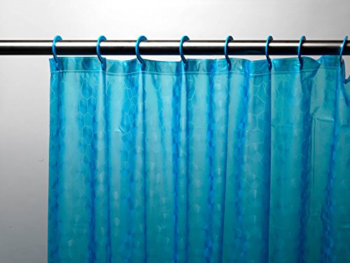 Royal Bath 3D Effect Embossed 5-Gauge PEVA Shower Curtain with Built-in Hooks (70 inch  x 72 inch ) - Ocean Blue