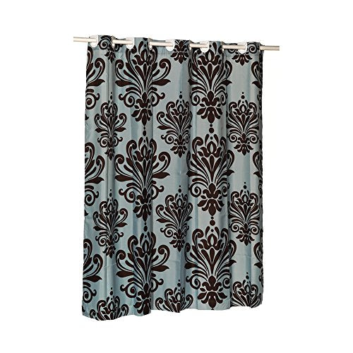 Park Avenue Deluxe Collection EZ-ON?  inch Beacon Hill inch  Polyester Shower Curtain in Chocolate on Spa Blue