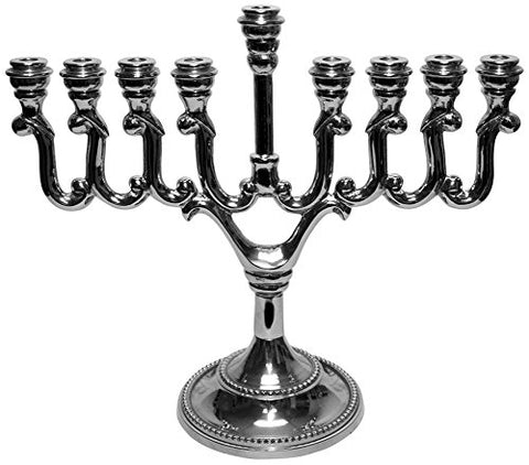 Lamp Lighters Ultimate Judaica Metal Aluminium Menorah with Nickel Plated Finish - 10 inch H