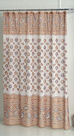 Seashell Fabric Shower Curtain in Ivory Size: 70 inch  x 72 inch  (Ivory)