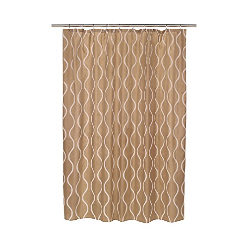 Park Avenue Deluxe Collection  inch Geneva inch  Fabric Shower Curtain with Poly Taffeta Flocking in Ivory/Taupe