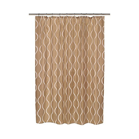 Park Avenue Deluxe Collection  inch Geneva inch  Fabric Shower Curtain with Poly Taffeta Flocking in Ivory/Taupe