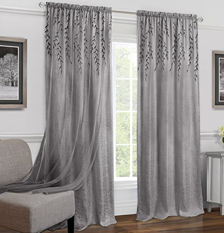 Ben&Jonah Collection Willow Rod Pocket Window Curtain Panel - 42x84 - Grey