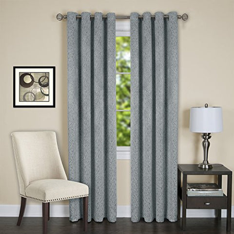 Lorraine Room Darkening Energy Efficient Blackout Curtain Panel (52 inch  x 84 inch ) with 8 Grommets - Blue