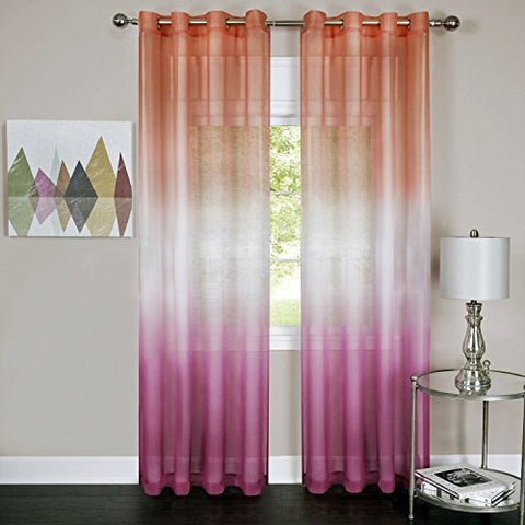 Luck of the Irish Leprechaun Rainbow Ombre Sheer Panel in Pink (50 inch  x 84 inch )One Panel Only