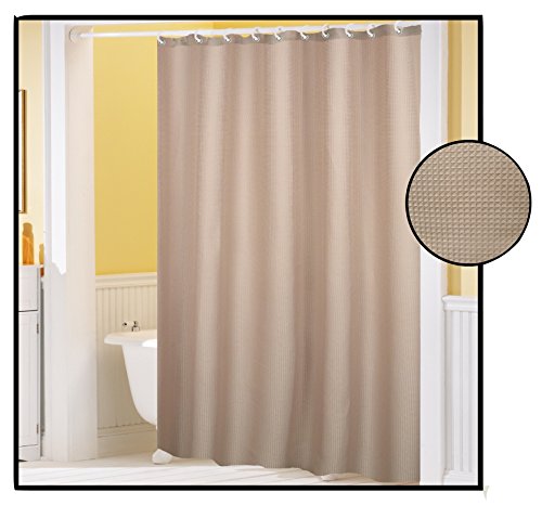 Royal Bath Waffle Weave Textured Fabric Shower Curtain with Metal Grommets (70 inch  x 72 inch ) - Linen