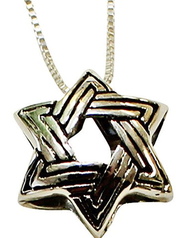 Silver Star Of David Necklace - Chain 18 inch  Pendant 1/2 inch  H 1/2 inch  W