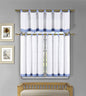 Tatum Microfiber Tap Top 3Pc Kitchen Curtain Set White-Blue